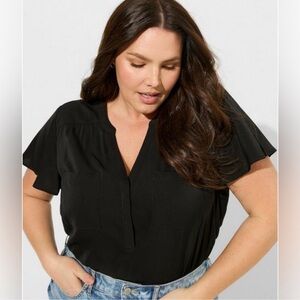 Torrid Harper Short Slevees Blouse Color Black Size 3